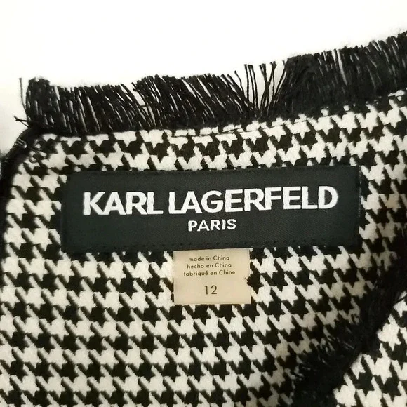 KARL LAGERFELD X ITALIA INDEPENDENT Dress Size 12 Houndstooth Print Knee-Length - Picture 4 of 12